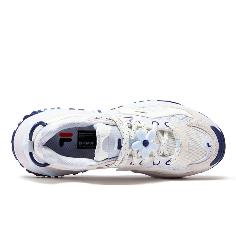 Кроссовки FILA FUSION Бьянко Аbrasion Resistant Дышащий Массивные кроссовки Женские Снег Ancient Вода Синий - изображение 5