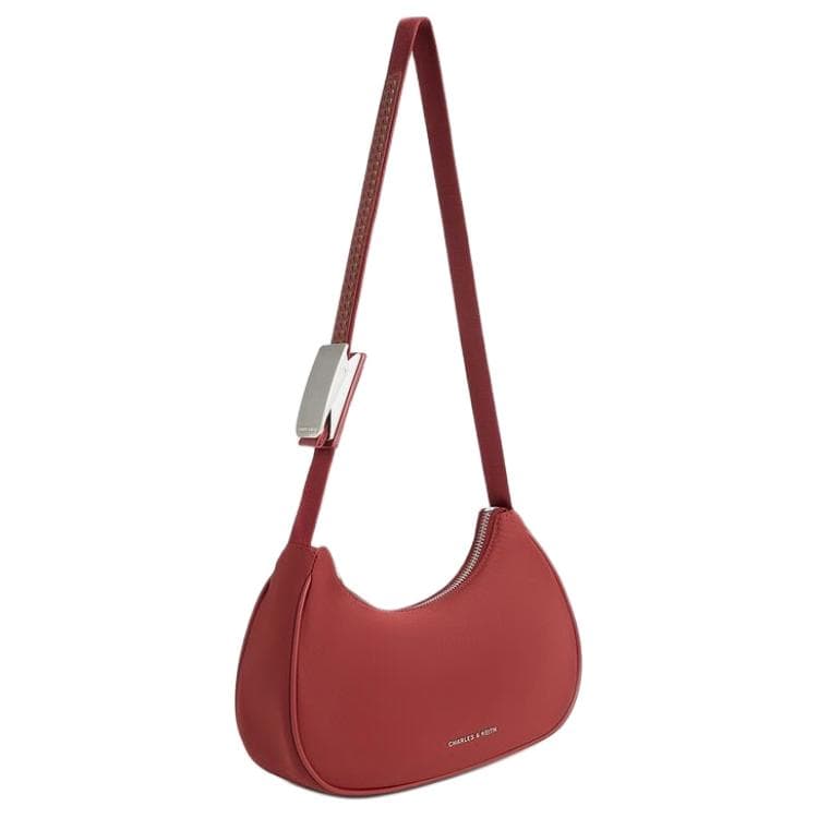 Мини-сумка CHARLES&KEITH Минималистичная нейлоновая сумка на плечо с молнией PU Маленький размер Черный - изображение 2