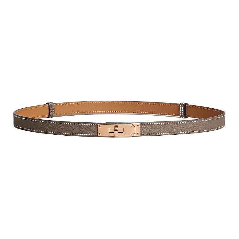 Ремень Hermes Kelly Belt Epsom Elephant Grey Rose Gold - изображение 1