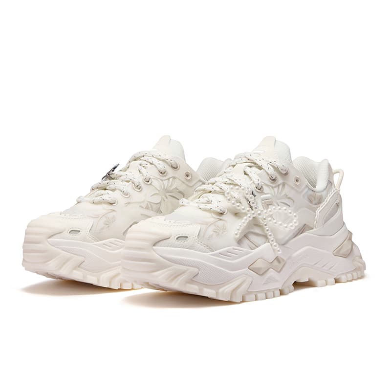 Кроссовки FILA FUSION Бьянко Аbrasion Resistant Дышащий Массивные кроссовки Женские Снег Туманно-серый - изображение 3