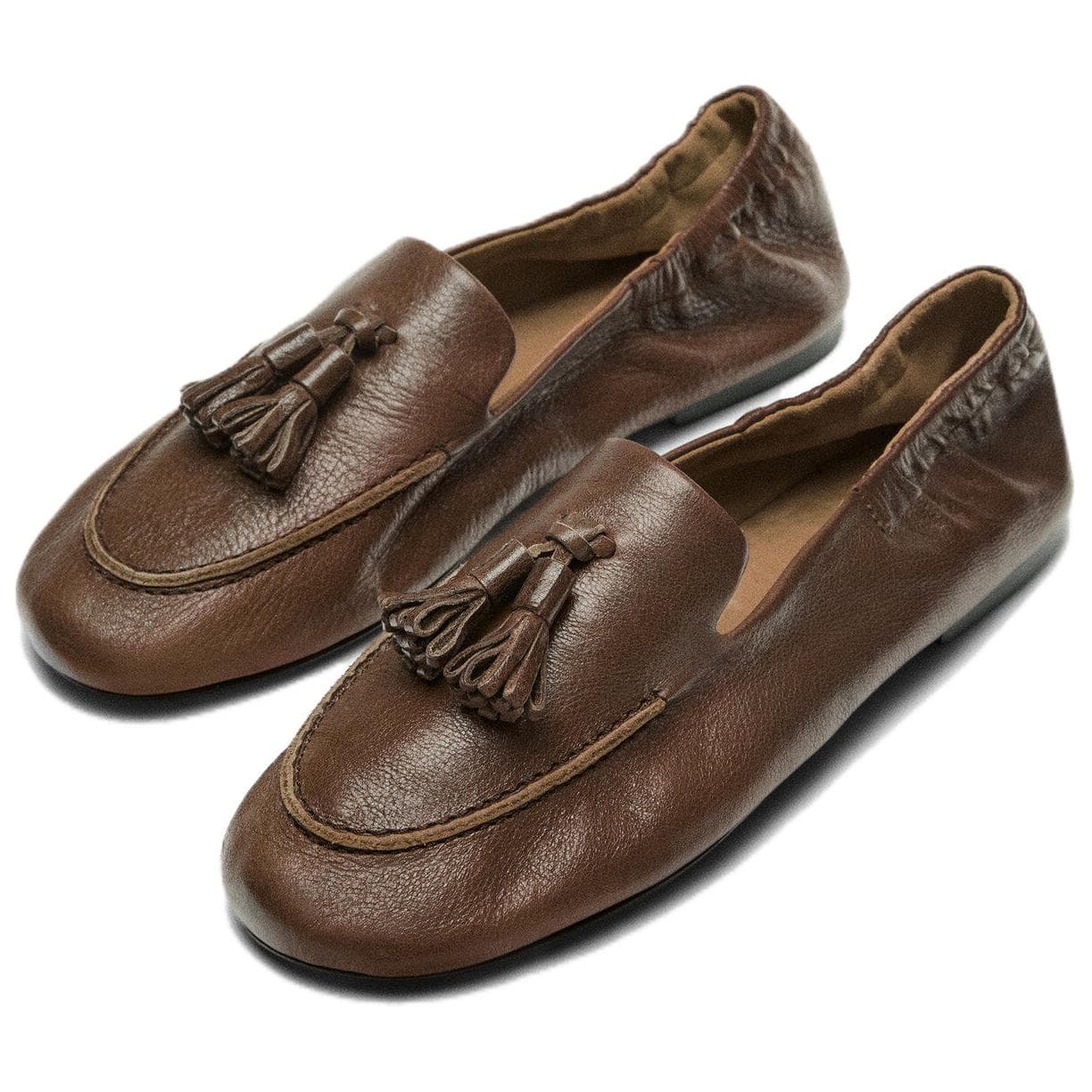 Лоферы Massimo Dutti Лоферы из коровьей кожи женские коричневые - изображение 3