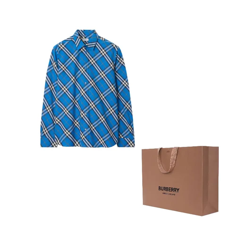 Рубашка Burberry Мужские Синие Рубашки - изображение 6