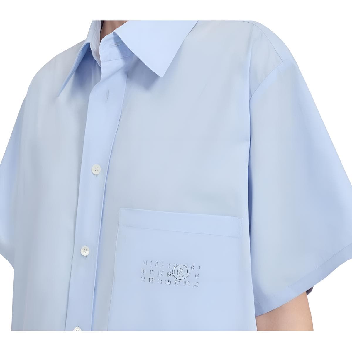 Платье MM6 Maison Margiela SS25 Короткое платье с короткими рукавами женское светло-синее - изображение 5