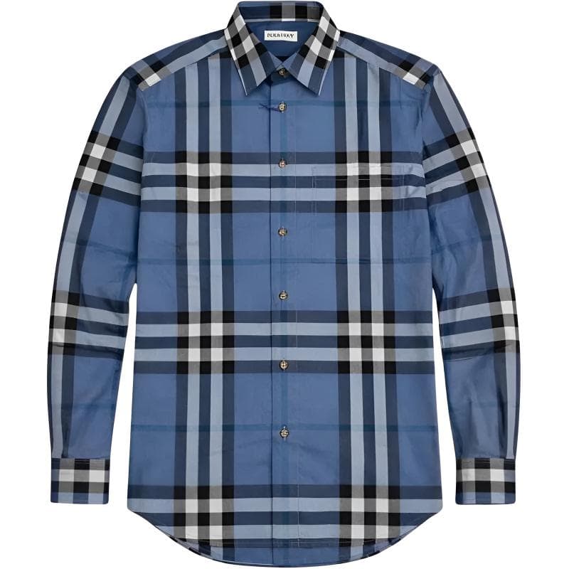 Рубашка Burberry Мужские Синие Рубашки - изображение 1