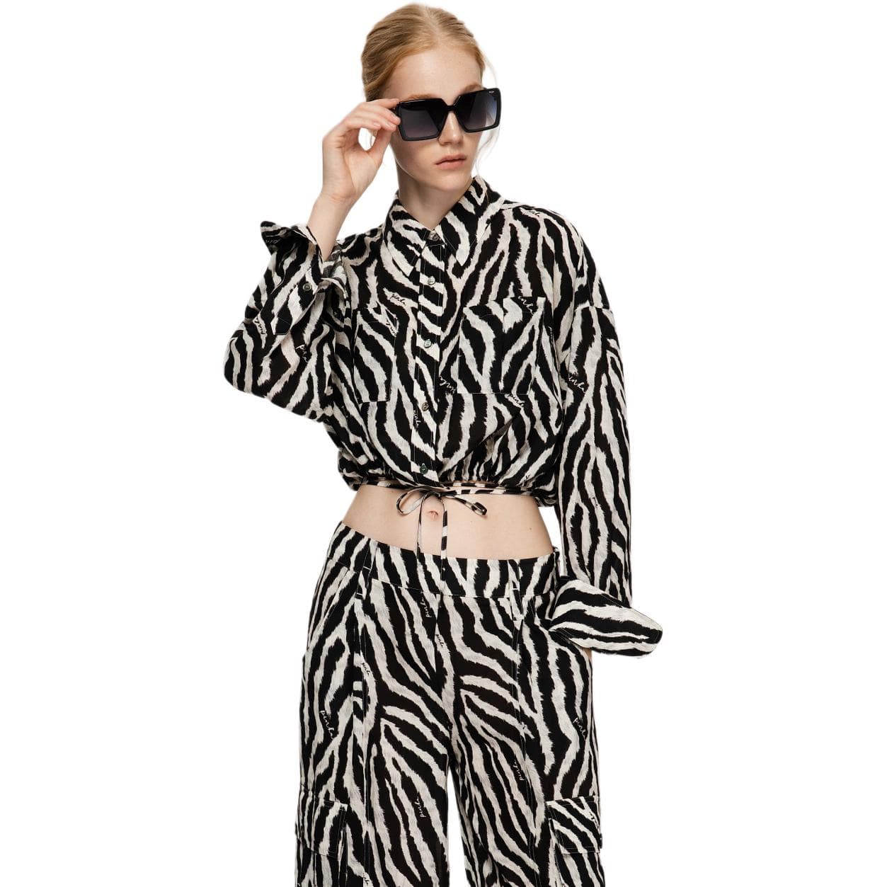 Блузка PINKO Черный Белый Узор Женские Рубашки - изображение 1