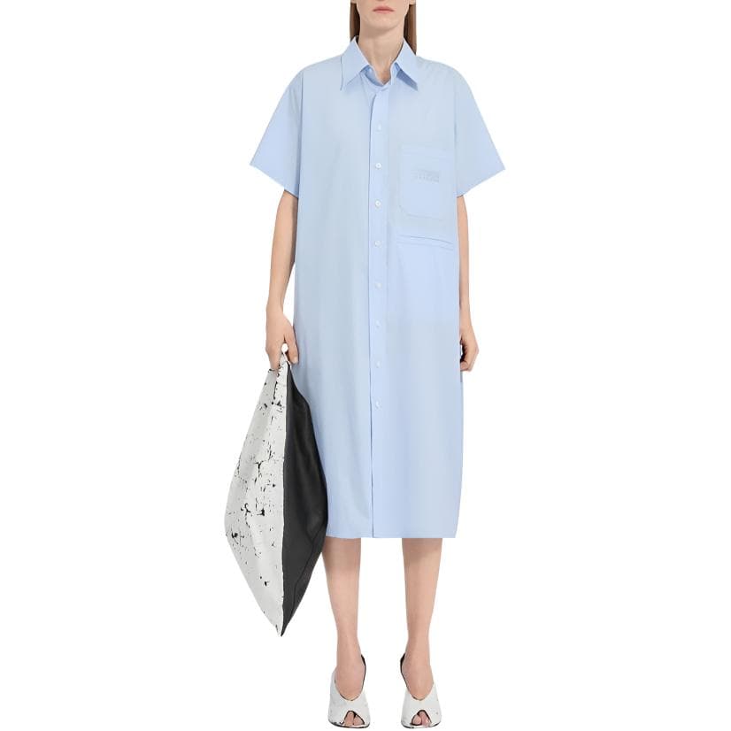 Платье MM6 Maison Margiela SS25 Короткое платье с короткими рукавами женское светло-синее - изображение 2