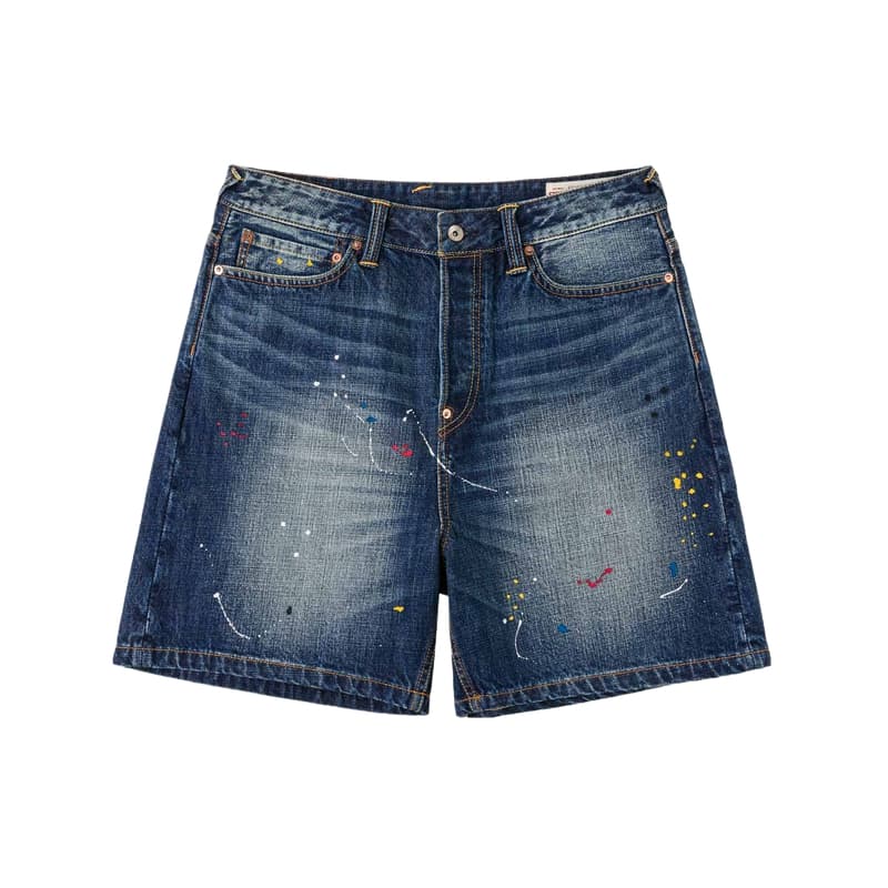 Джинсовые шорты Evisu Джинсовые синие мужские джинсовые шорты - изображение 2