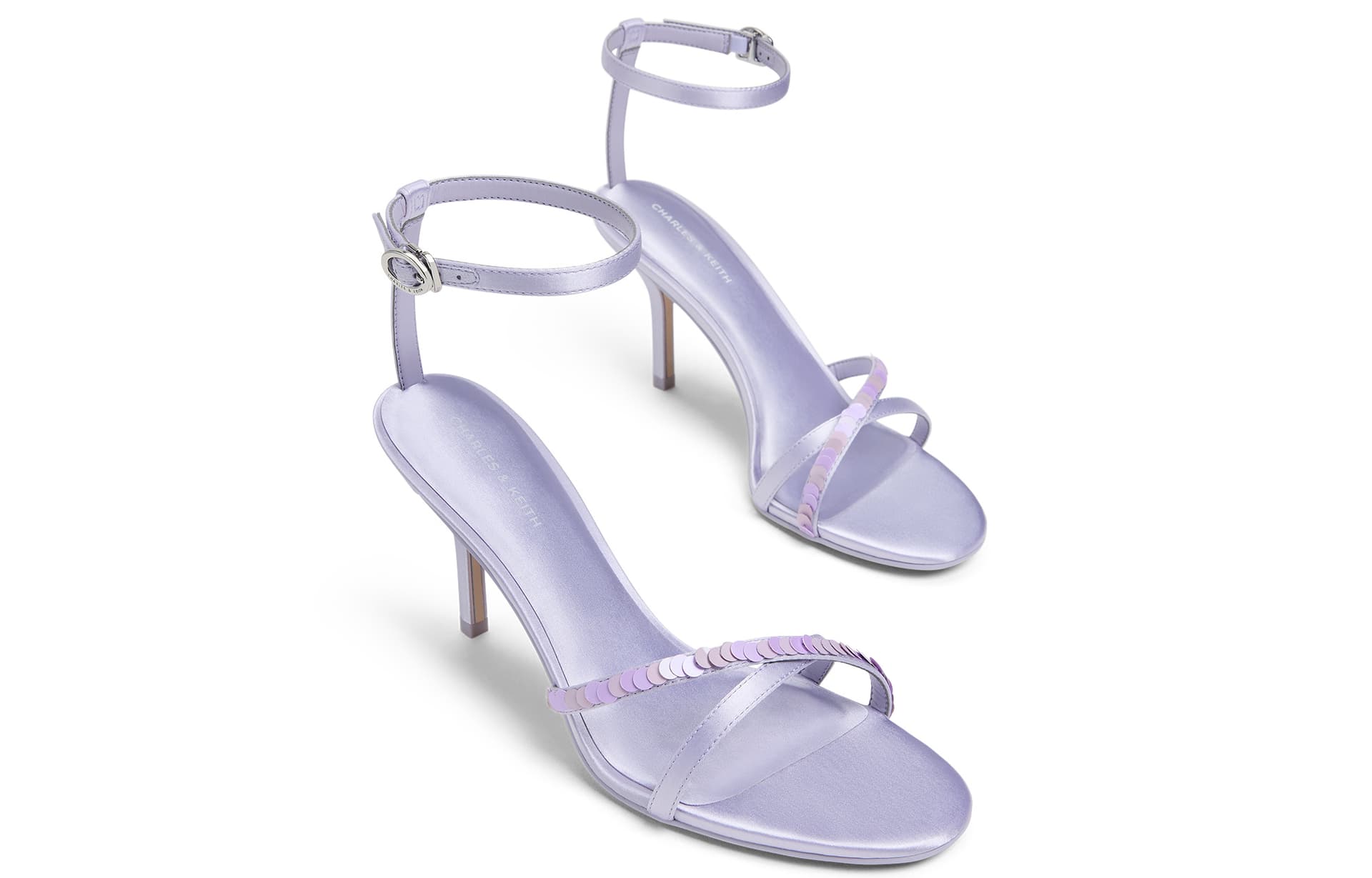 Шлёпанцы CHARLES&KEITH Летние Элегантные Босоножки На Высоком Каблуке 8 См С Открытым Носком И Перемычкой Из PU Ткани - изображение 3