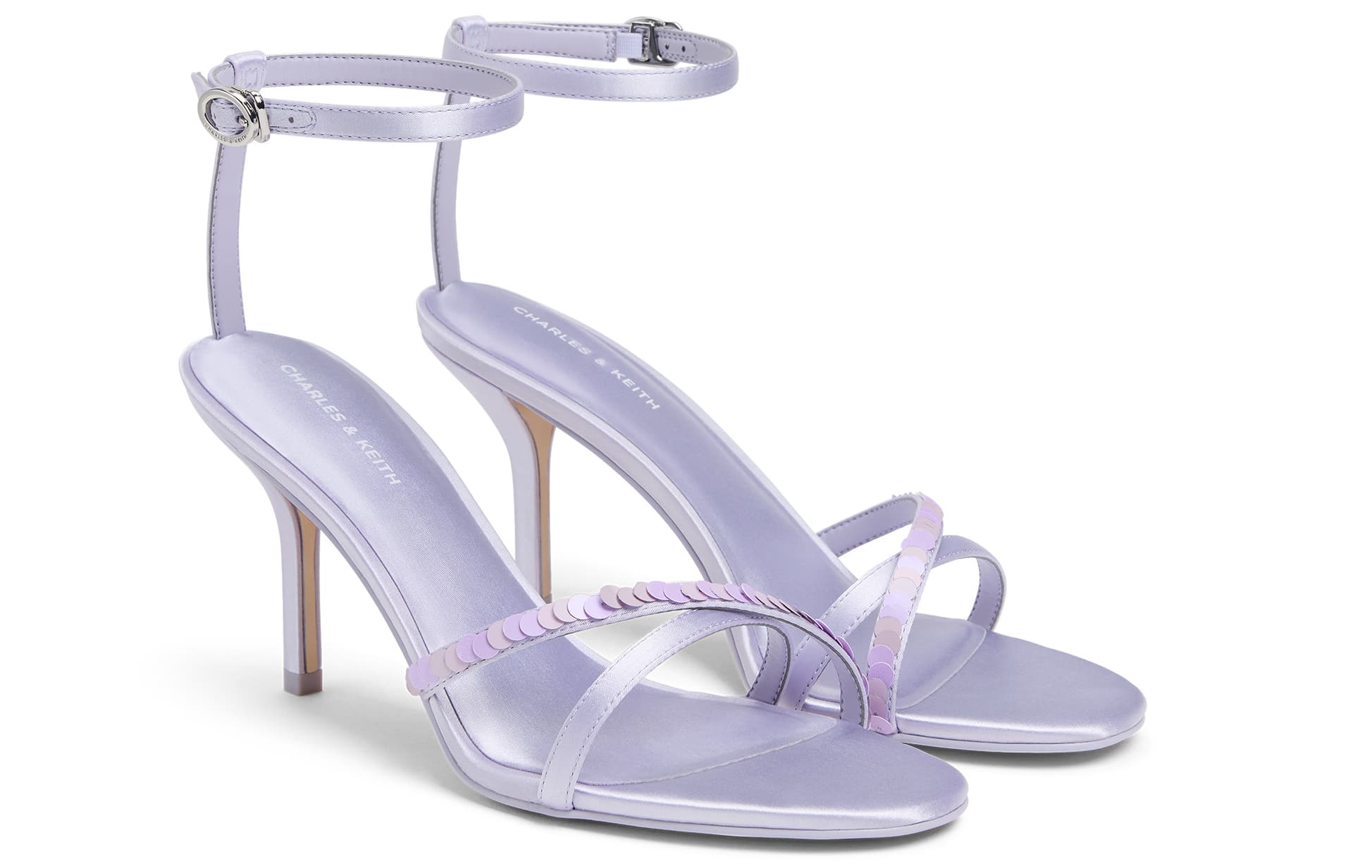 Шлёпанцы CHARLES&KEITH Летние Элегантные Босоножки На Высоком Каблуке 8 См С Открытым Носком И Перемычкой Из PU Ткани - изображение 2