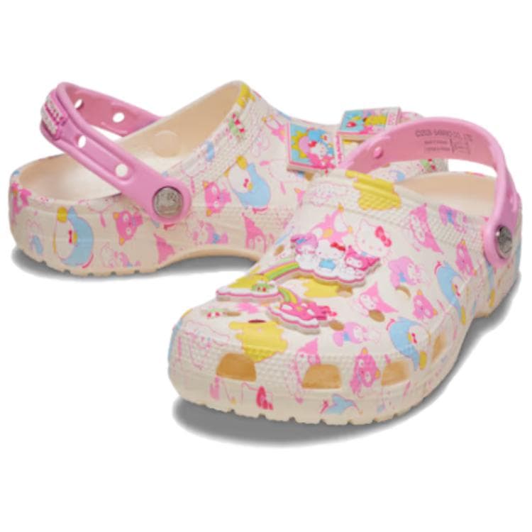 Сабо Crocs Hello Kitty Розовый Многоцветный Классический Деревянный Материал Сабо Резиновые Унисекс Розовый - изображение 3