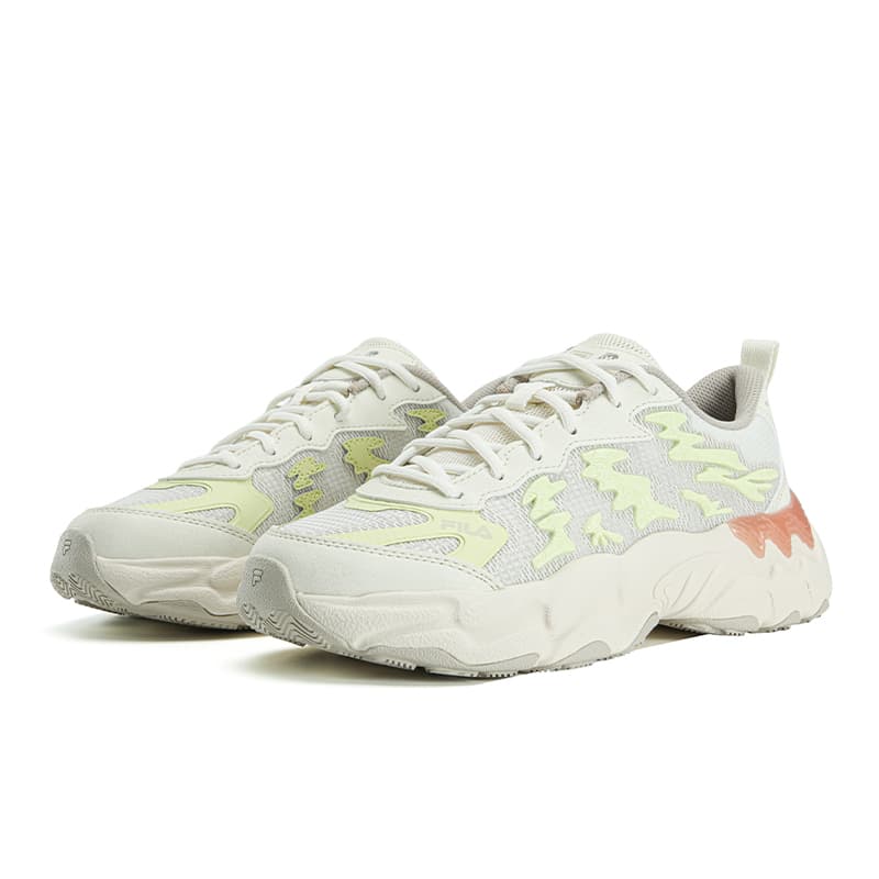 Кроссовки FILA FERN 3 Износостойкий Дышащий Легкий Низкий Топ Кроссовки Женские Кремово-белый Желтый Зеленый - изображение 3
