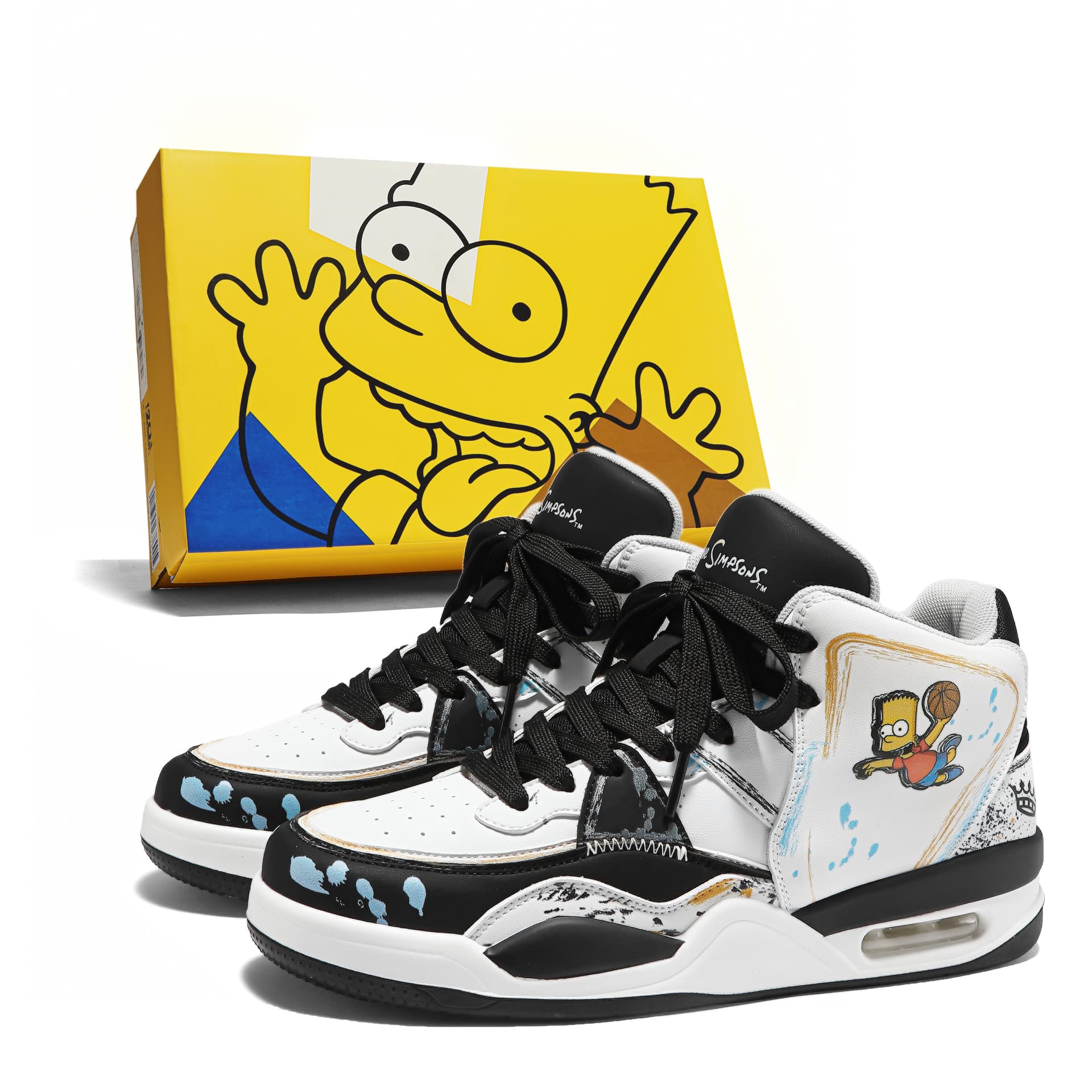 Ретро баскетбольные кроссовки The Simpsons Коробка Американский граффити Спорт Повседневный Коммутирование Модный Эксклюзивный Парный Амортизация Противоскользящий Дышащий Гигроскопичный Покрытие Поддержка Баланс Легкий Увеличение роста Oтскок Винтаж Баскетбольные кроссовки Унисекс - изображение 1