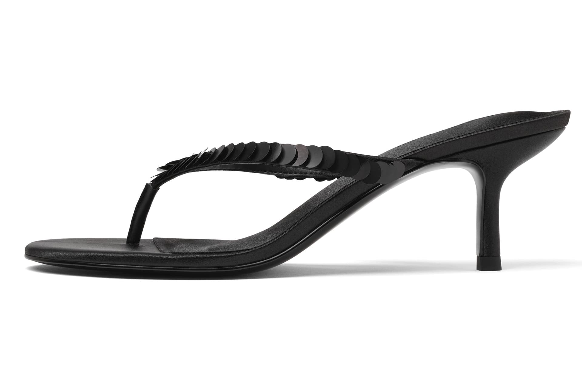 Шлёпанцы CHARLES&KEITH Летние блестки стринг высокий каблук (6,2 см) композитная подошва шлепанцы женский - изображение 4