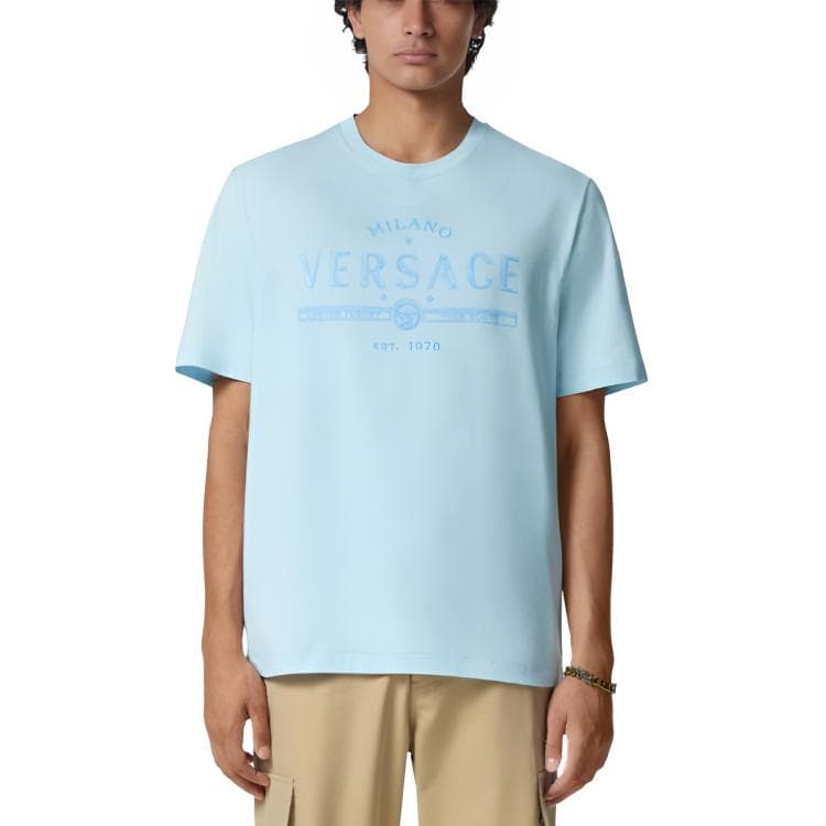 Футболка VERSACE FW24 T Рубашка Мужская Светло-Синяя - изображение 3