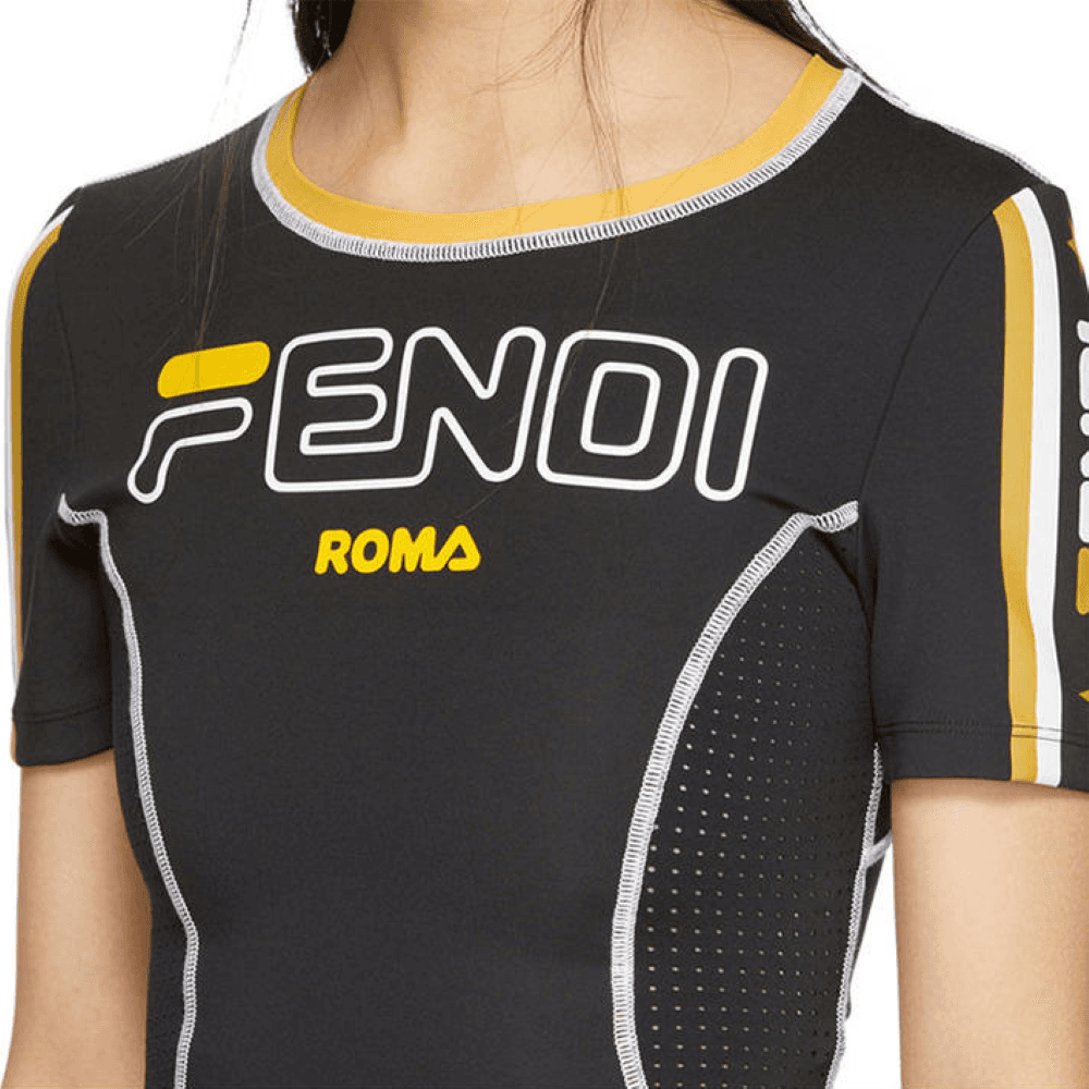 Футболка Fendi Черные Женские T-рубашки - изображение 6