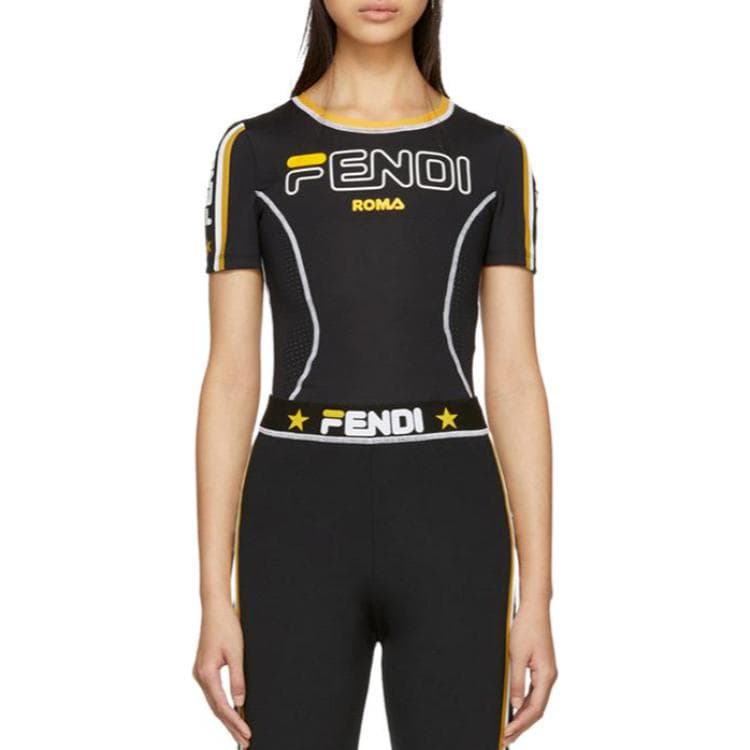Футболка Fendi Черные Женские T-рубашки - изображение 3
