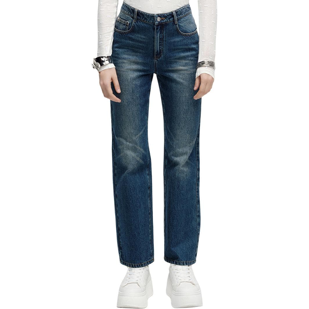Джинсы KARL LAGERFELD / Karl Lagerfeld Jeans Модный Однотонный Хлопок Джинсы Прямой Фасон Женский - изображение 2
