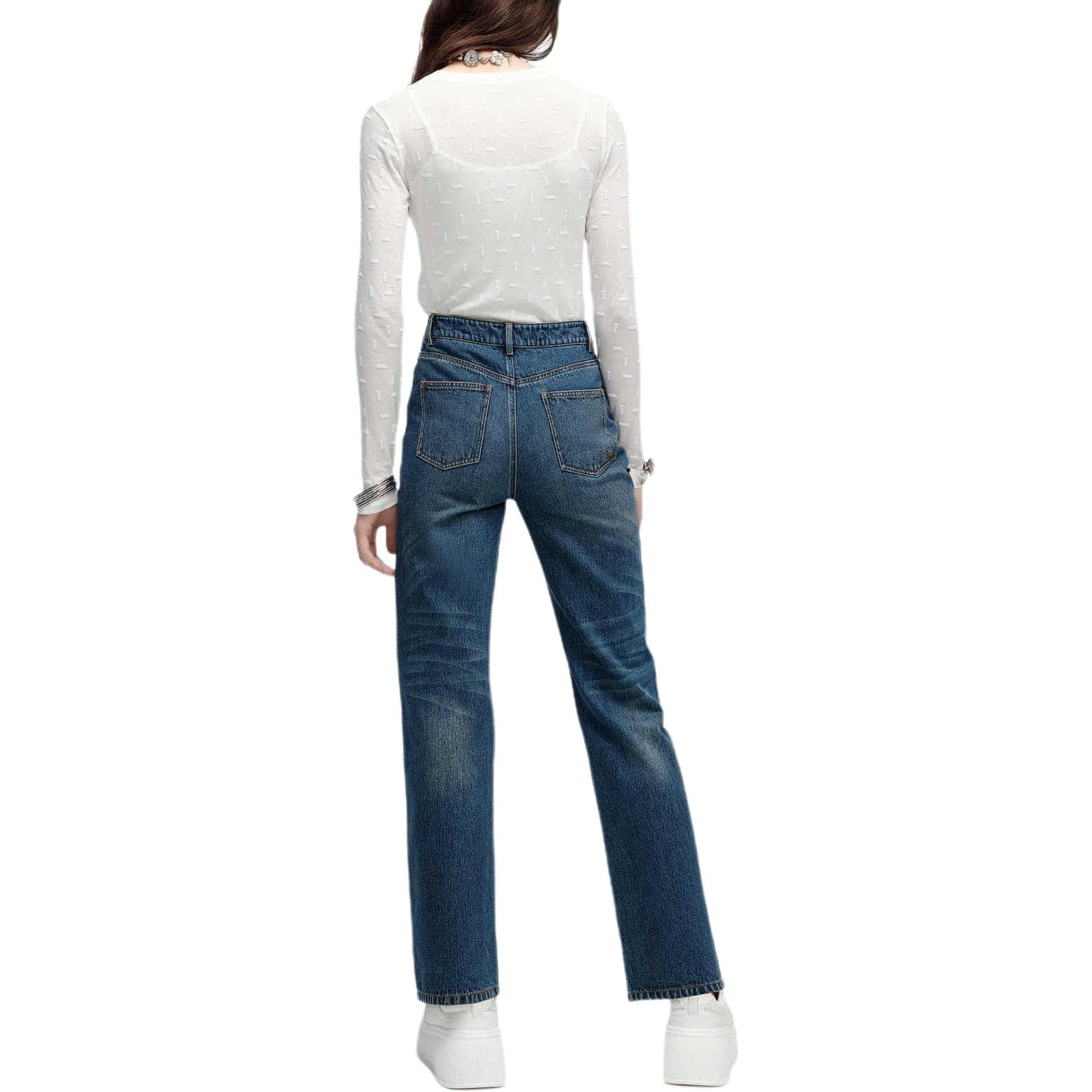 Джинсы KARL LAGERFELD / Karl Lagerfeld Jeans Модный Однотонный Хлопок Джинсы Прямой Фасон Женский - изображение 5