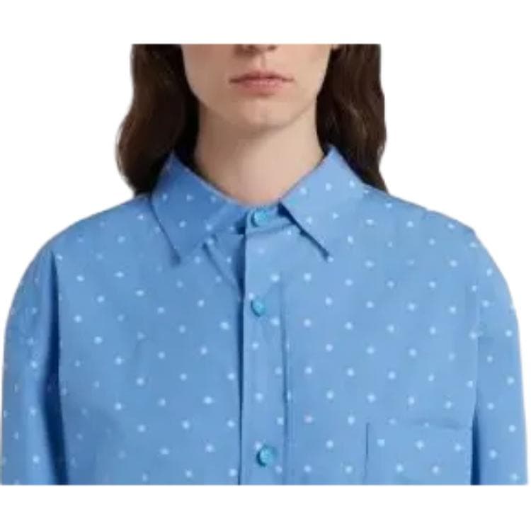 Блузка MARNI FW23 Light Blue Poplin Shirt With Polka Dots - изображение 2