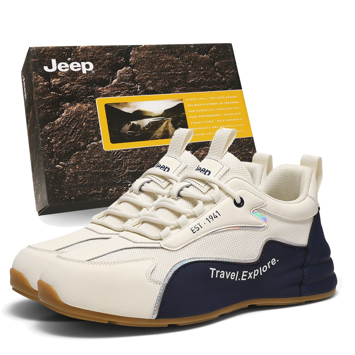 Кроссовки Jeep Wandering Step Износостойкий Дышащий Легкий Увеличивающий Высоту Низкий Топ Повседневная Обувь Мужская - изображение 1