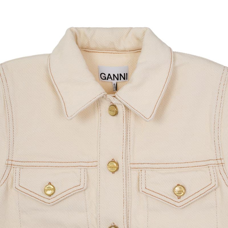 Платье GANNI FW24 Короткое платье с короткими рукавами женское бежевый - изображение 3