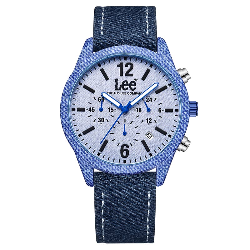 Механические часы Часы Lee Denim Collection с кварцевым механизмом ремешок из денима шнуровка синий циферблат мужские часы - изображение 1