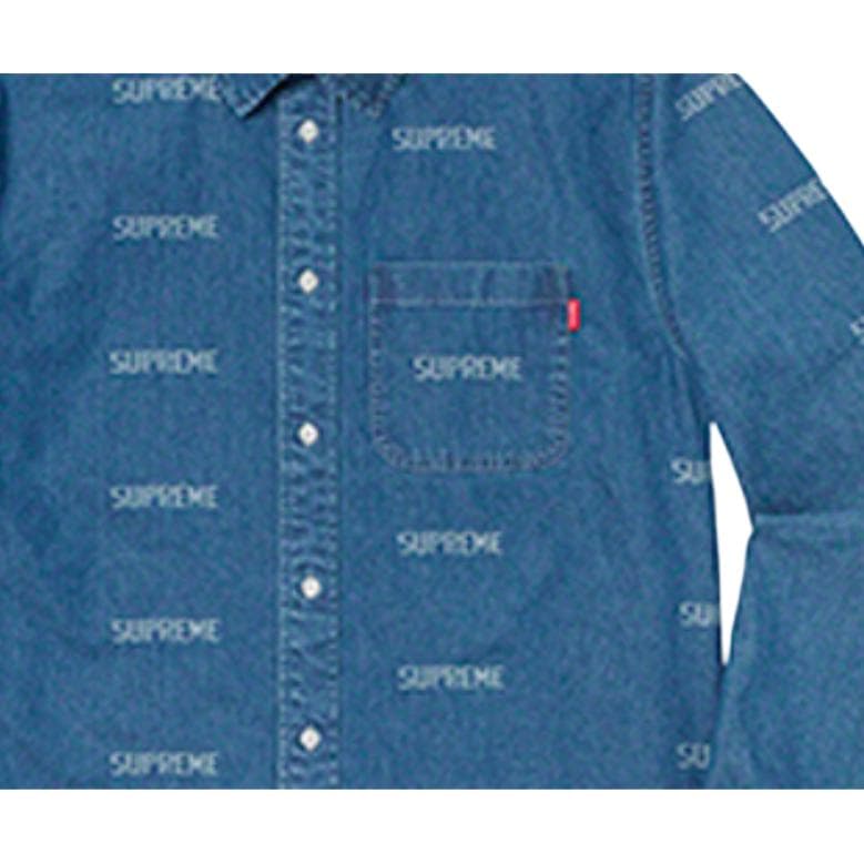 Рубашка Supreme SS19 Logo Denim Shirt - изображение 4