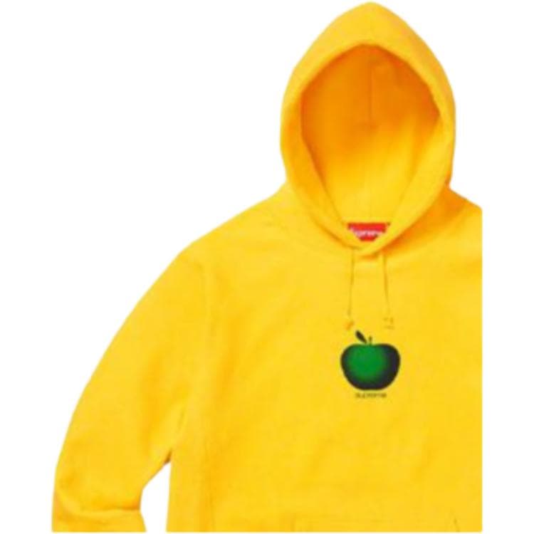 Кофта Supreme SS19 Apple Hooded Sweatshirt Yellow logo - изображение 3