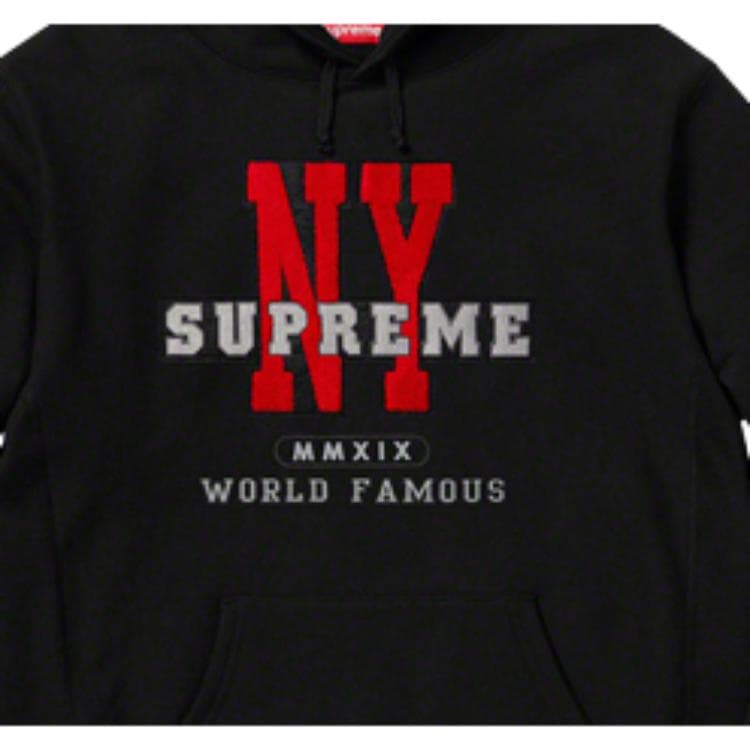 Кофта Supreme FW19 Week 13 NY Hooded Sweatshirt Black - изображение 3