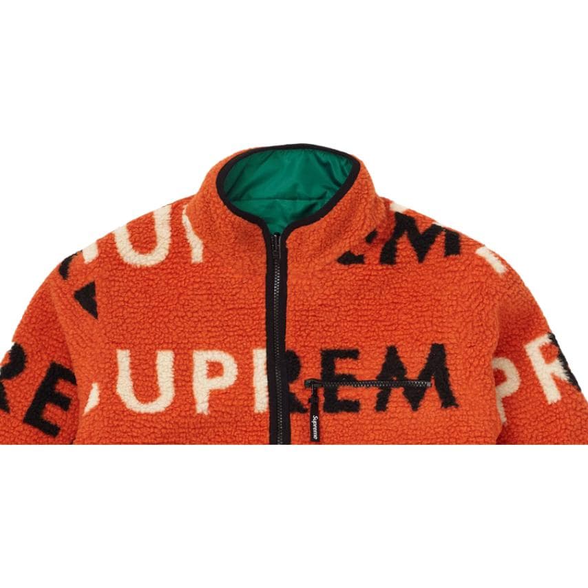Куртка Supreme FW18 Reversible Logo Fleece Jacket Orange - изображение 3