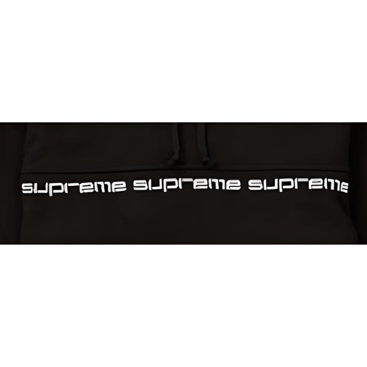 Кофта Supreme FW18 Text Stripe Hooded Sweatshirt Black - изображение 4