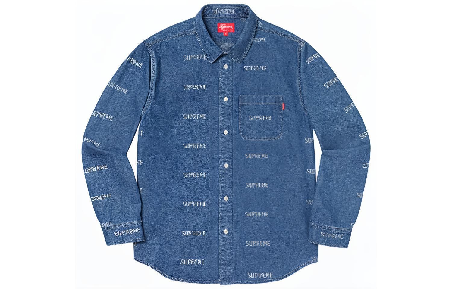 Рубашка Supreme SS19 Logo Denim Shirt - изображение 1