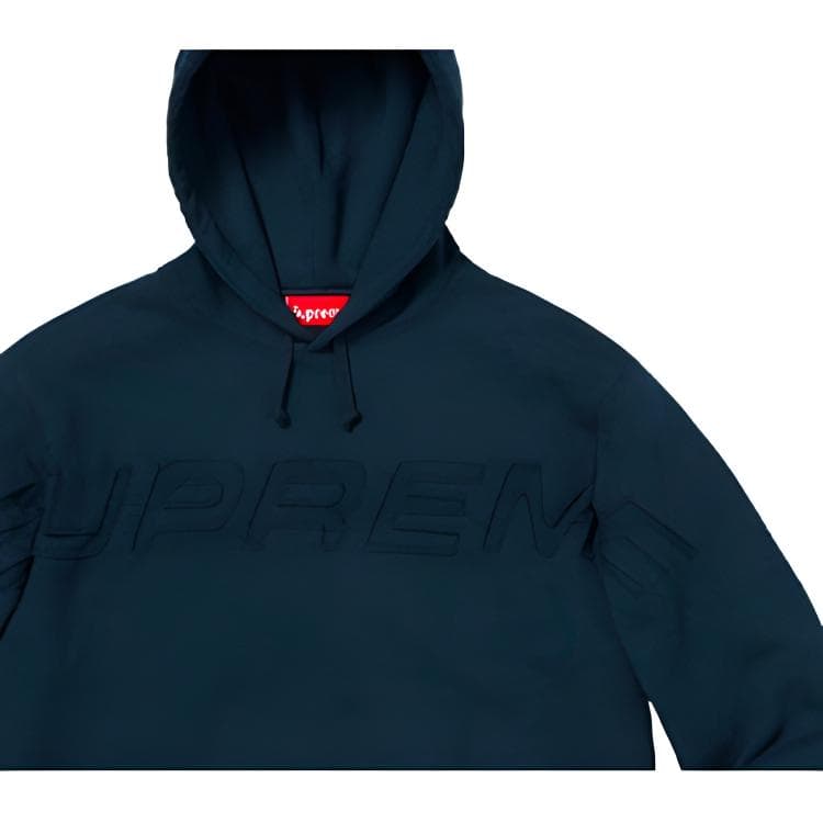 Кофта Supreme SS19 Set In Logo Hooded Sweatshirt Navy - изображение 2