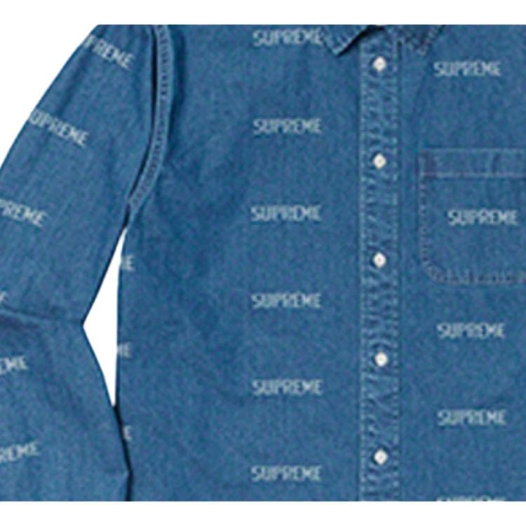 Рубашка Supreme SS19 Logo Denim Shirt - изображение 3