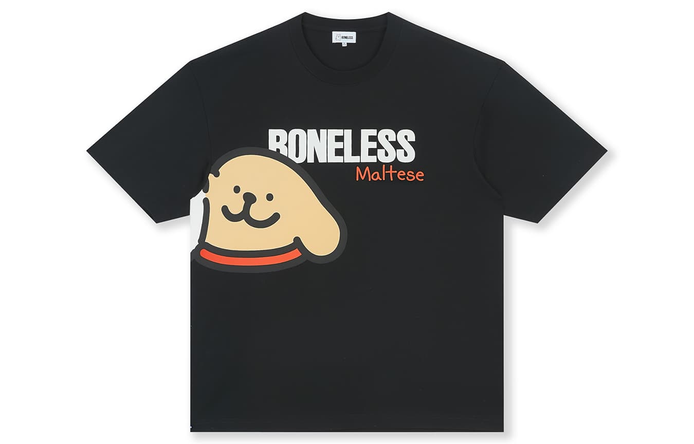 Футболка BONELESS x Мальтезе Унисекс Парный Свободный покрой Короткий рукав Футболка - изображение 1