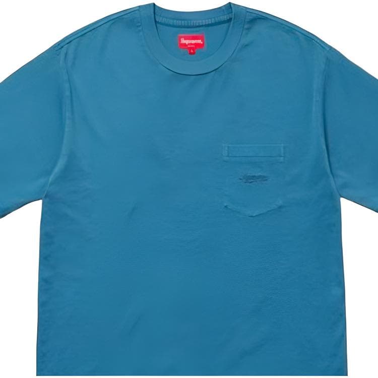 Футболка Supreme SS18 Overdyed Pocket Tee Washed Dark Blue LogoT - изображение 3