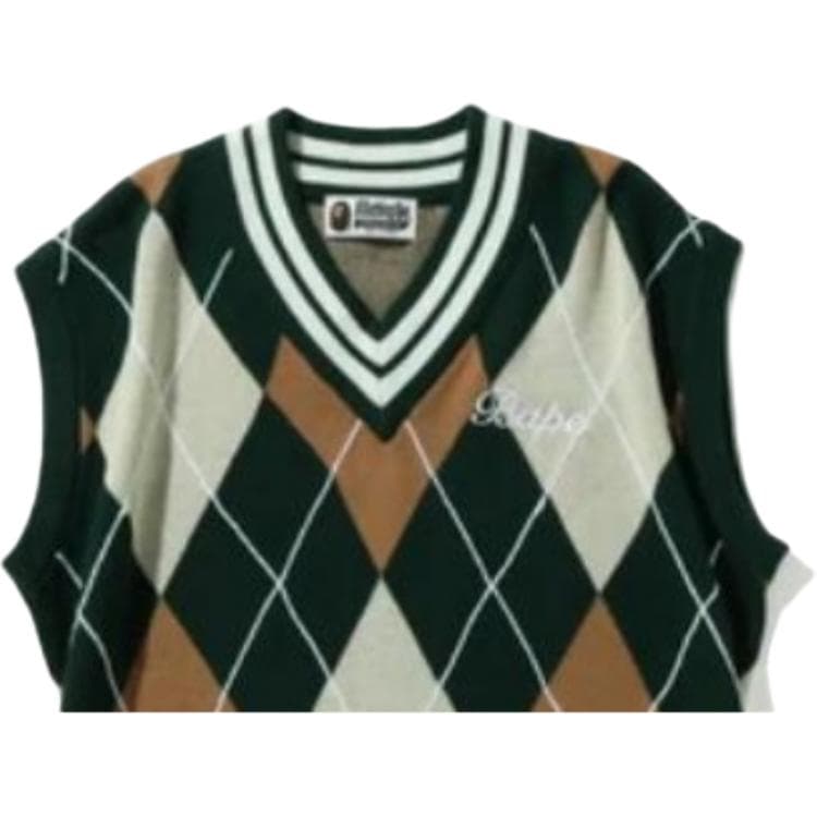 BAPE Embroidery Argyle Knit Vest V - изображение 2