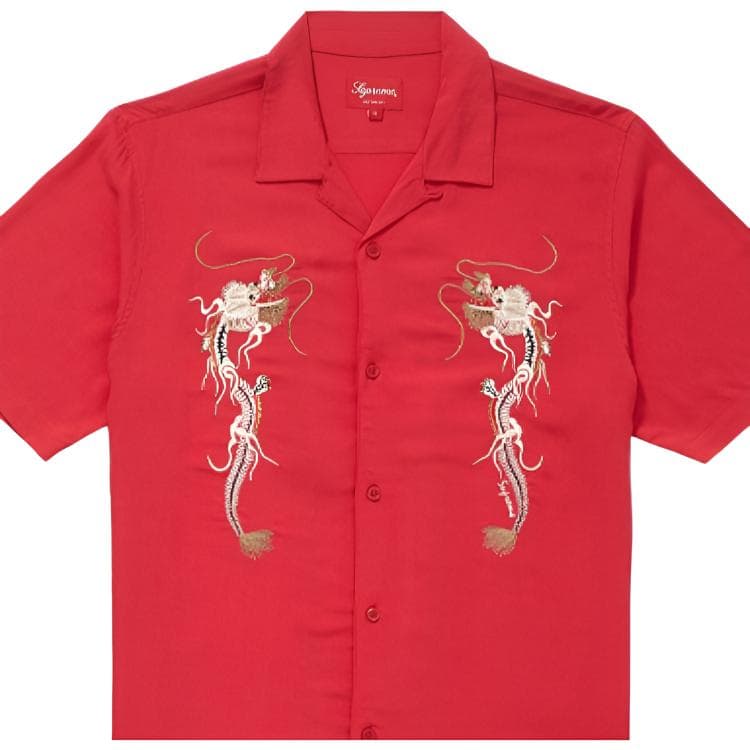 Рубашка Supreme FW18 Dragon Rayon Red - изображение 3