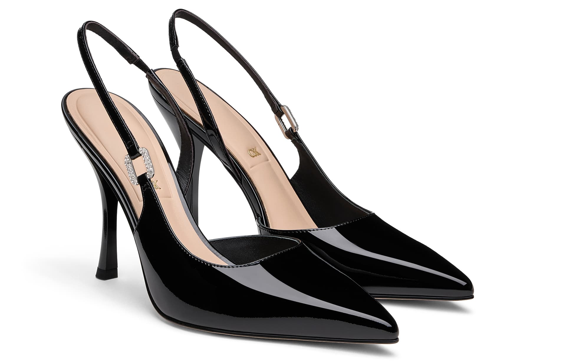 Шлёпанцы CHARLES&KEITH Верхний Слой Коровьей Кожи Блестящий Заостренный Носок Высокий Каблук Элегантный Обувь Без Подкладки Сандалии 10 См Женский - изображение 2