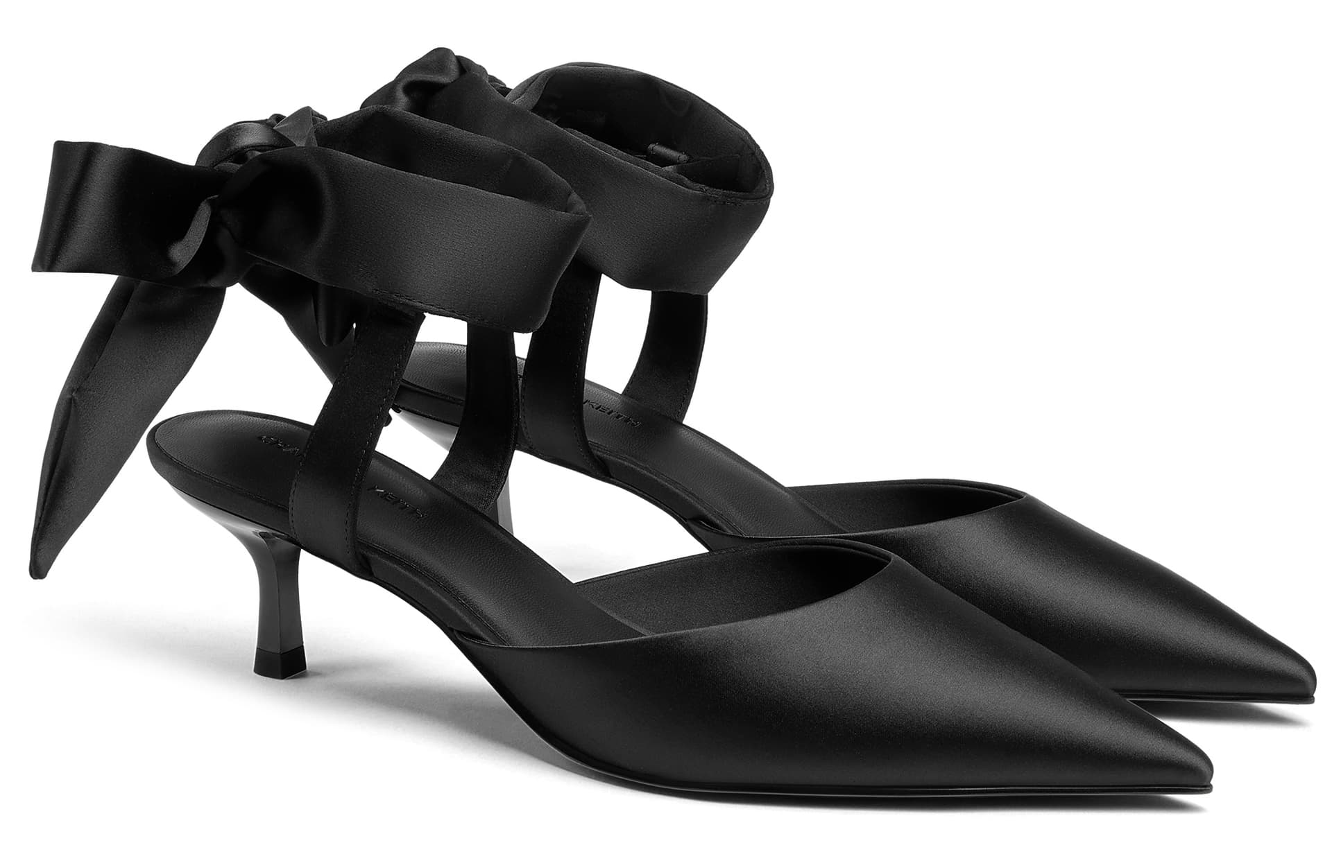 Шлёпанцы CHARLES&KEITH Острые Туфли На Каблуке 5 См С Бантом И Регулируемыми Ремешками, Женские - изображение 2
