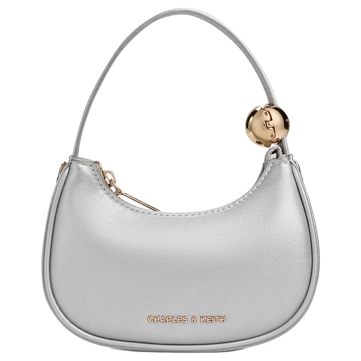 Мини-сумка CHARLES KEITH ПУ (полиуретан) Сумка через плечо Мини-версия Женская Серебряная - изображение 1