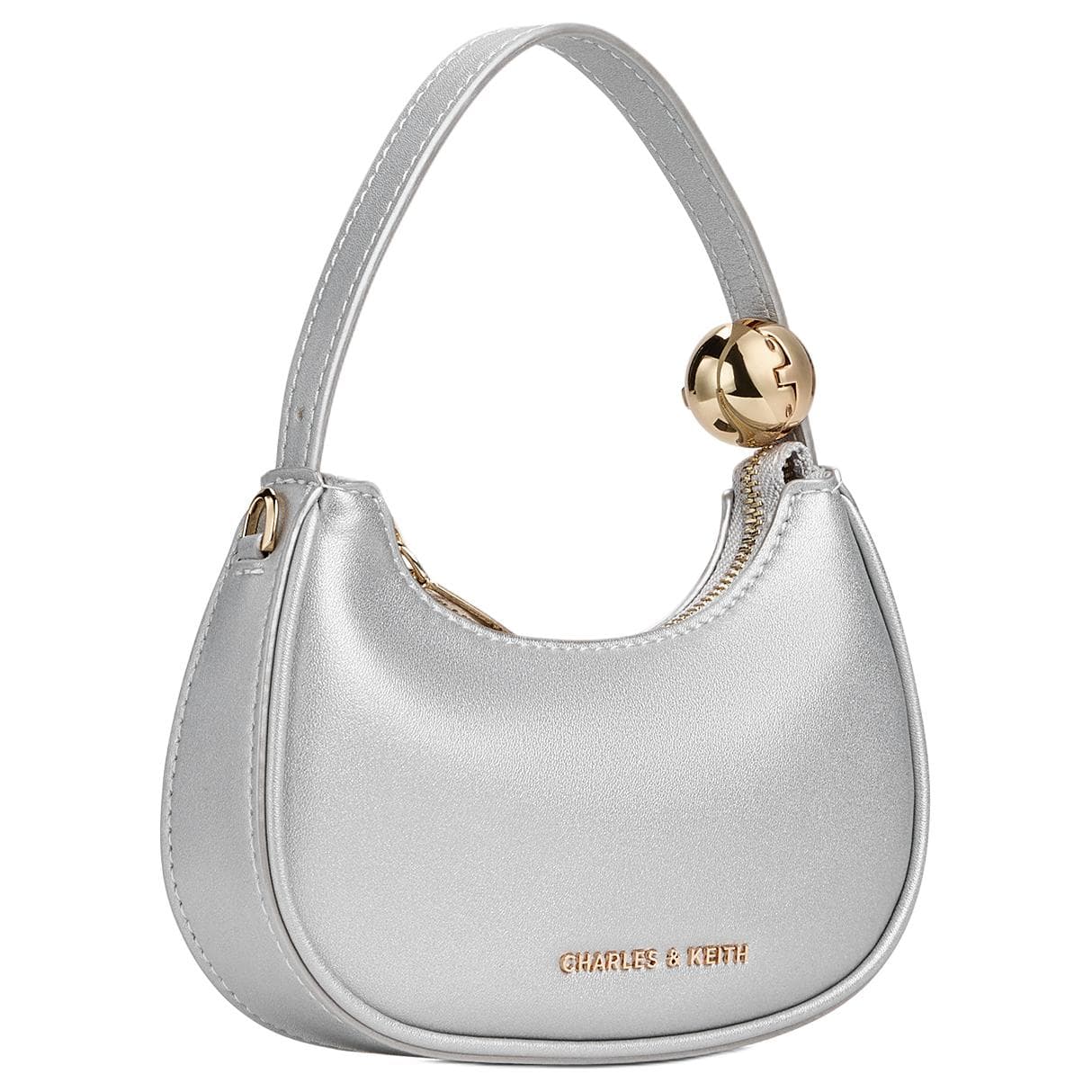 Мини-сумка CHARLES KEITH ПУ (полиуретан) Сумка через плечо Мини-версия Женская Серебряная - изображение 2