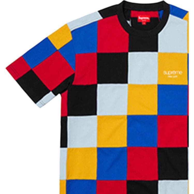 Футболка Supreme FW18 Patchwork Pique Tee RedYellowBlue T - изображение 4
