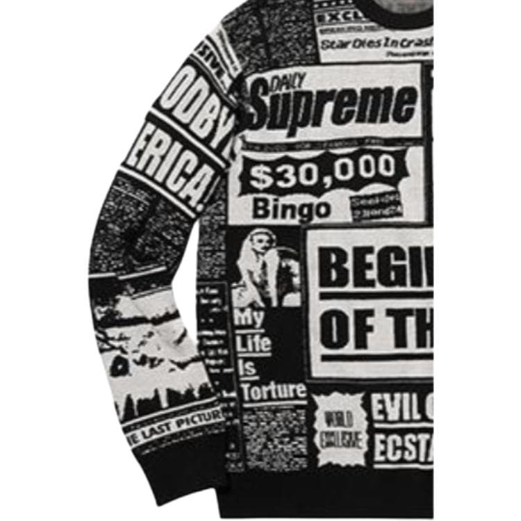 Кофта Supreme Newsprint Sweater Black - изображение 3