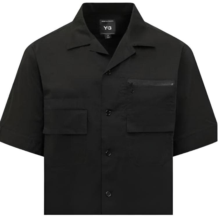 Рубашка Y-3 Black Pocket Shirt Однотонный однобортный рубашки с коротким рукавом мужской - изображение 4