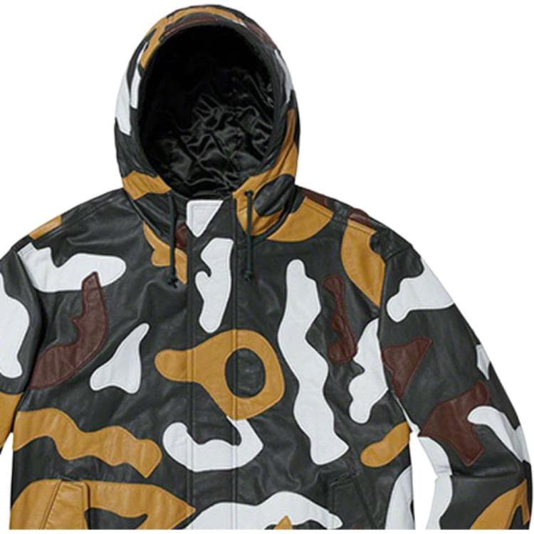 Куртка Supreme FW19 Camo Leather Hooded Jacket - изображение 5