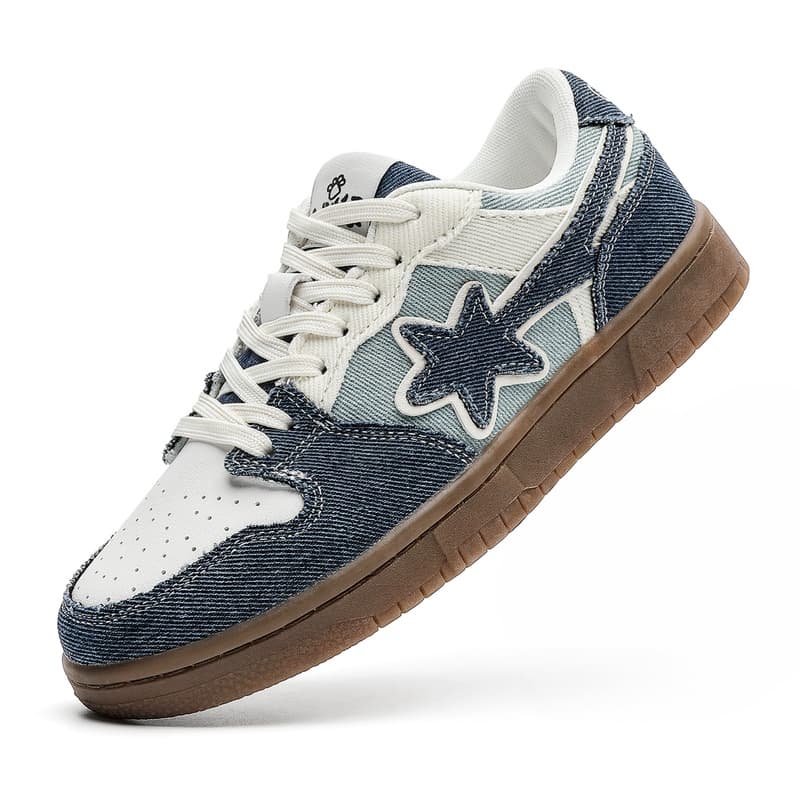 Кроссовки Q And Skate Shoes Low Top Ecru Denim Blue Unisex Q And Скейтборд обувь Низкий верх Экрю Деним синий Унисекс - изображение 7
