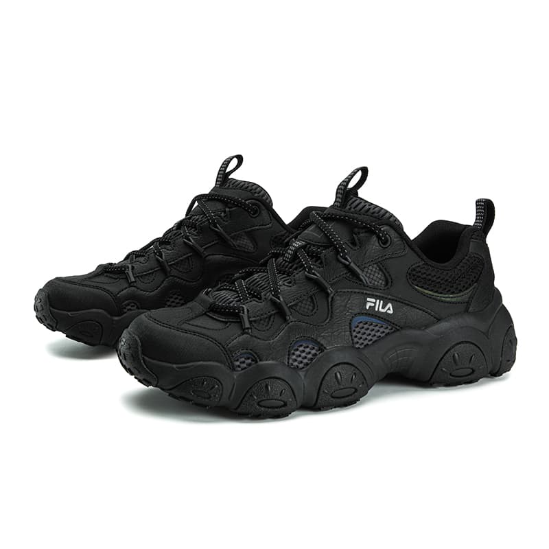 Кроссовки FILA FLUID 7 Износостойкий Легкий Дышащий Низкий Топ Массивные Кроссовки Мужские Черный Теневой Черный Серый - изображение 3