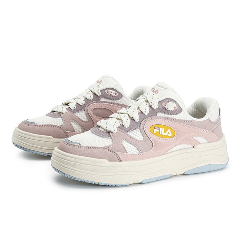 Кроссовки FILA vibe Устойчивая к истиранию Легкая Дышащая Низкий Топ Скейтборд Обувь Женская Молочно-белый Олень Розовый - изображение 3
