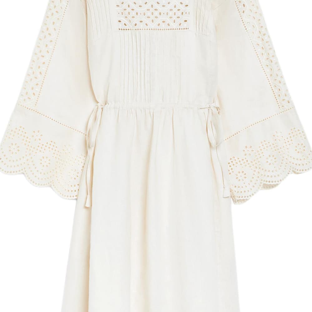 Платье WEEKEND MaxMara Luglio Коллекция SS25 Длинное Платье с Длинными Рукавами Женское Бежевое - изображение 5